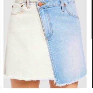 Alice and Olivia asymmetrical Jean skirt